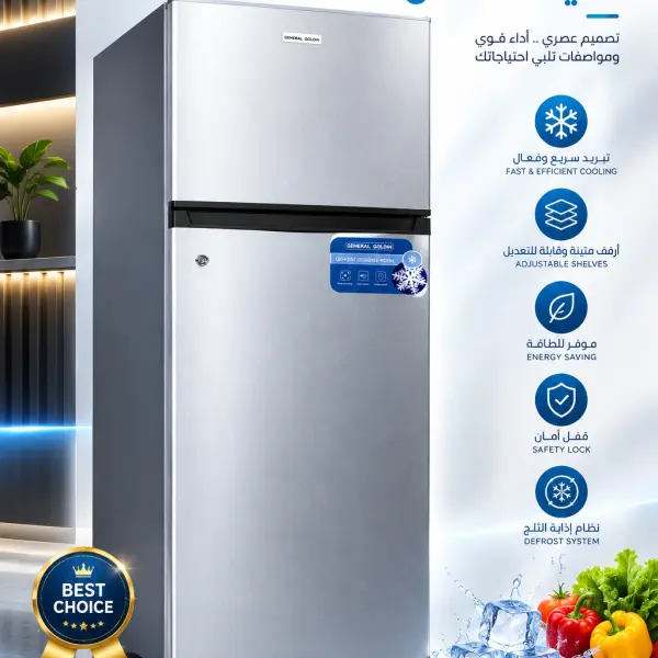 ثلاجة جنرال جولدن 340 ستيل غامق- 11 قدم GGN340RDFS