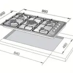 كتشن لاين سطح غاز بلت ان 5 شعلات 90 سم إيطالي من الستانلس ستيل فضي J5020